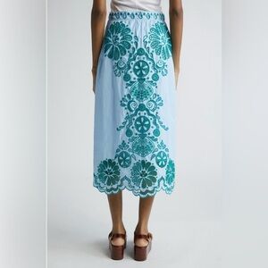 FARM RIO Eyelet Embroidery Cotton Midi Skirt - NWOT